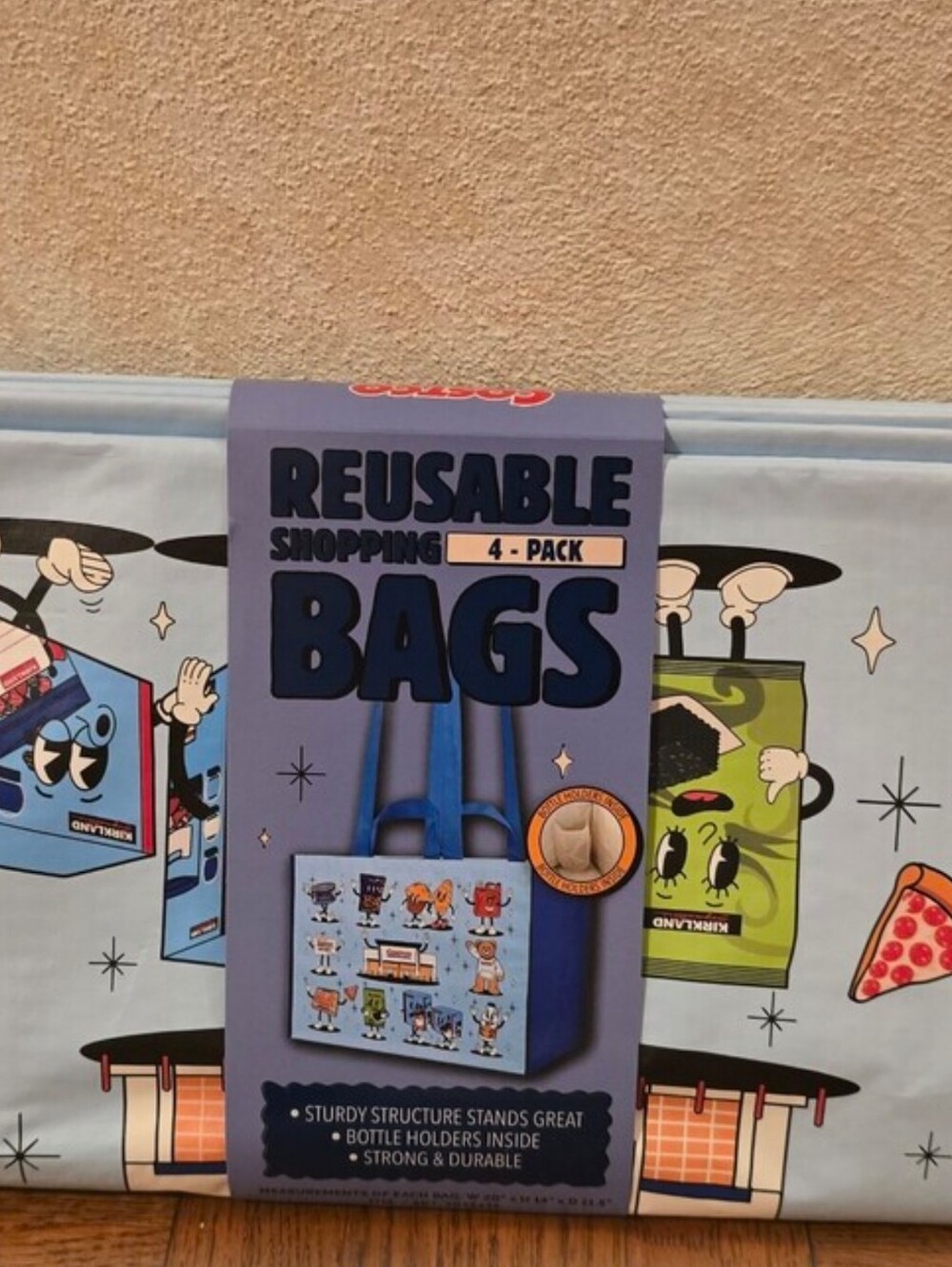 COSTCO KEEP COOL REUSABLE CHARACTER TOTE SHOPPING BAGS -4 BAGS -LARGE HEAVY DUTY - Picture 7 of 10
